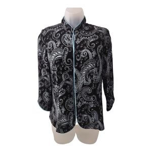 Alex evenings  size SP petite, glitter sparkle floral color black light blue